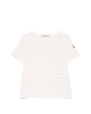 Moncler Enfant ストライプ柄Tシャツ - ホワイト - サムネイル1