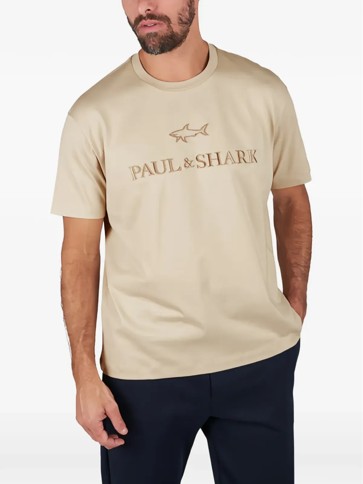 Paul & Shark ロゴ刺繍コットンジャージーTシャツ - 画像2