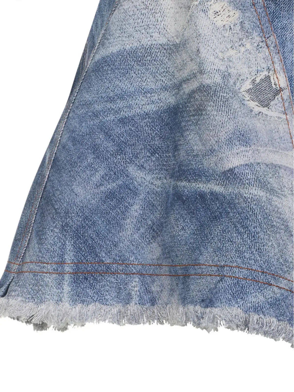 Roberto Cavalli ブルーのほつれ加工コットンのミニドレス - 画像4