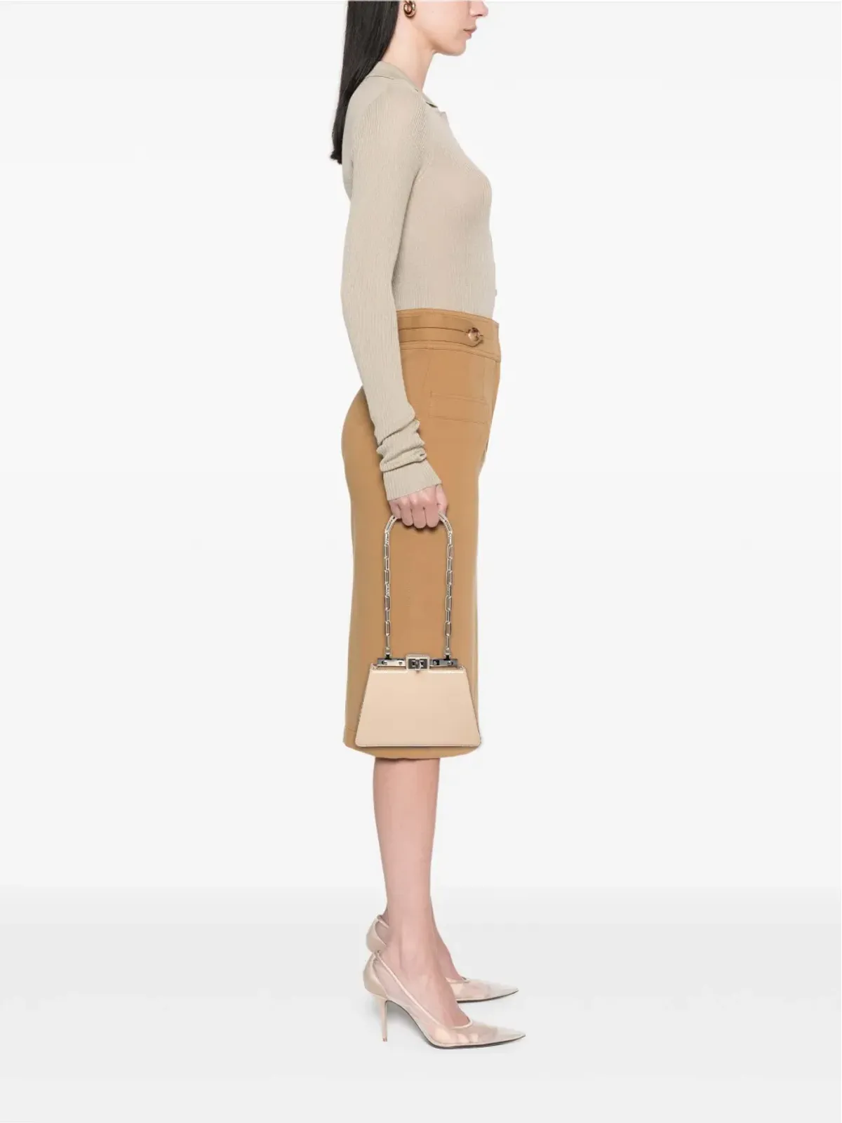 Fendi Pre-Owned ピークアブー レザー カットチェーン ショルダーバッグ - 画像2