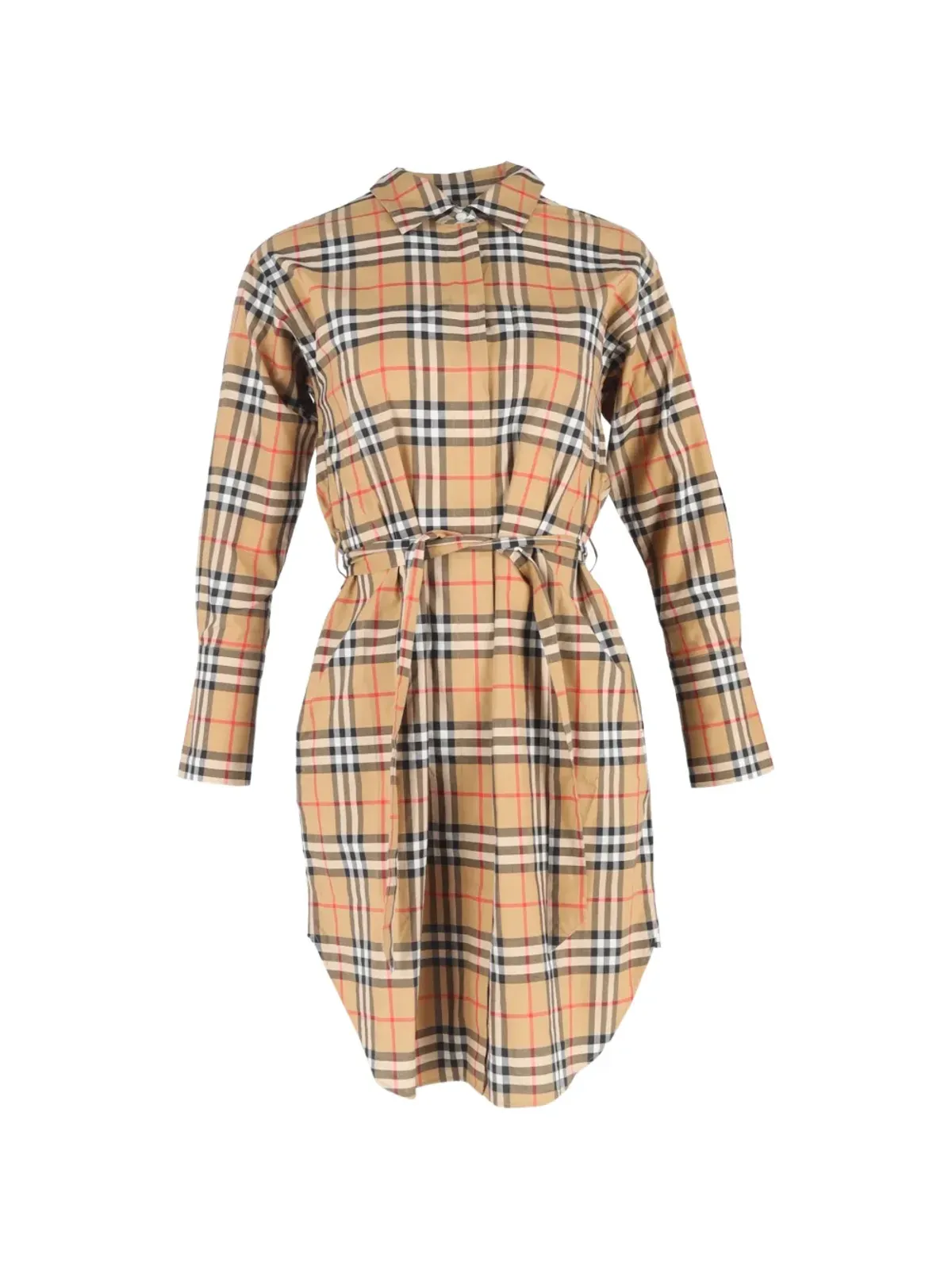 Burberry Pre-Owned チェック柄ベルト付きシャツドレス - 画像2