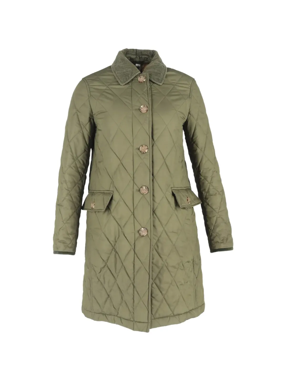 Burberry Pre-Owned キルテッド コーデュロイ コート - グリーン - 画像1