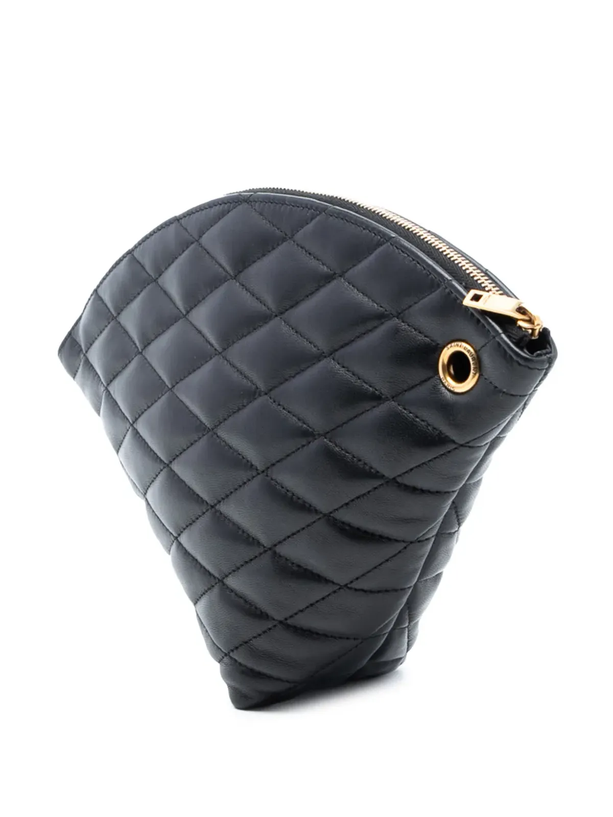 Saint Laurent Pre-Owned 2024 大型 キルティングラムスキン サデ・トライアングル・ポーチ クラッチバッグ - ブラック - 画像3