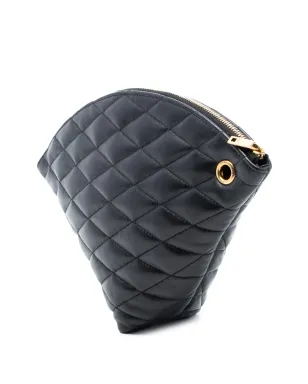 Saint Laurent Pre-Owned 2024 大型 キルティングラムスキン サデ・トライアングル・ポーチ クラッチバッグ - ブラック - サムネイル3
