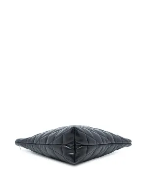 Saint Laurent Pre-Owned 2024 大型 キルティングラムスキン サデ・トライアングル・ポーチ クラッチバッグ - ブラック - サムネイル4