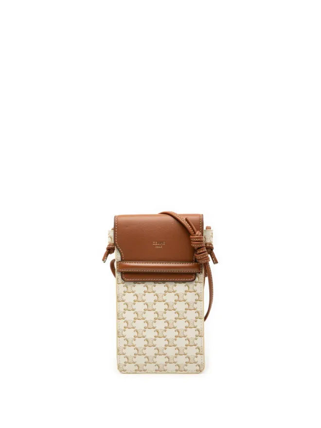Celine Pre-Owned Celine Pre-Owned Triomphe コーティングキャンバス フォンポーチ付き フラップ クロスボディバッグ - Brownの商品画像