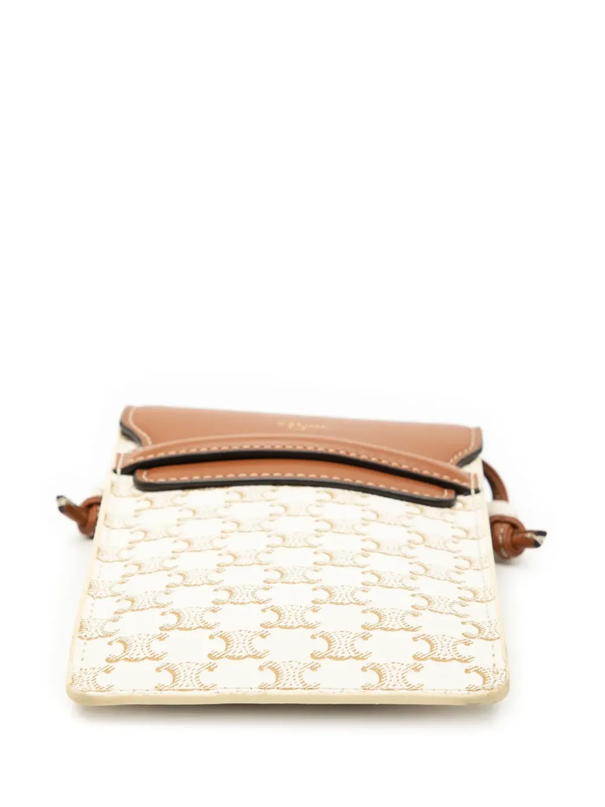 Celine Pre-Owned Triomphe コーティングキャンバス フォンポーチ付き フラップ クロスボディバッグ - Brown - 画像4