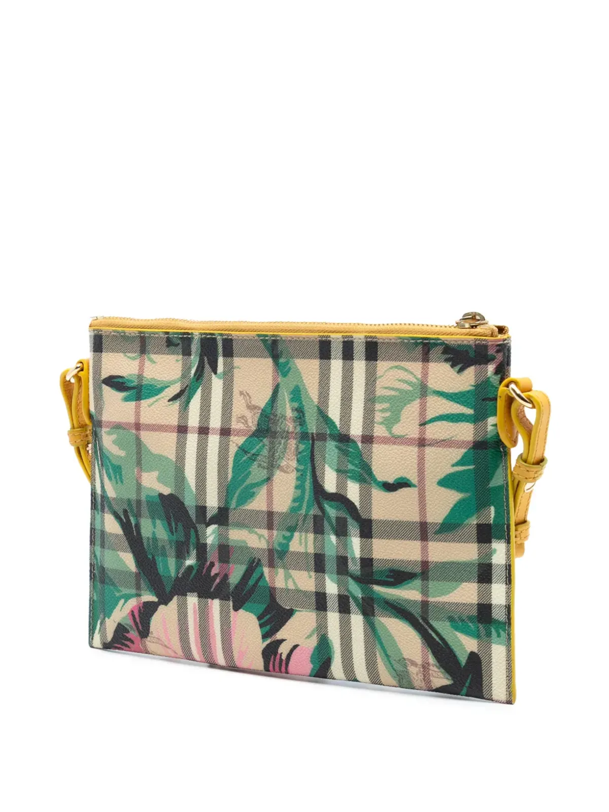 Burberry Pre-Owned ヘイマーケットチェック コーテッドキャンバス フローラルプリント クロスボディバッグ - 画像3