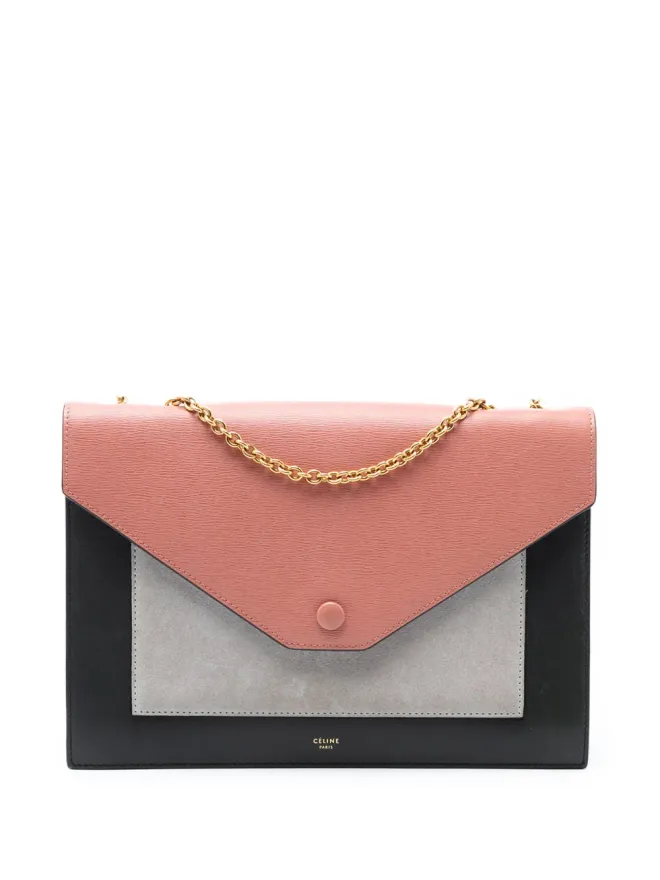 Celine Pre-Owned Celine Pre-Owned 2015 Tricolor Leather and Suede Pocket Envelope Wallet on Chain crossbody bag - Blackの商品画像