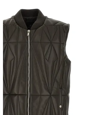 Moncler + Rick Owens x Moncler キルテッドレザーベスト - ブラック - サムネイル3