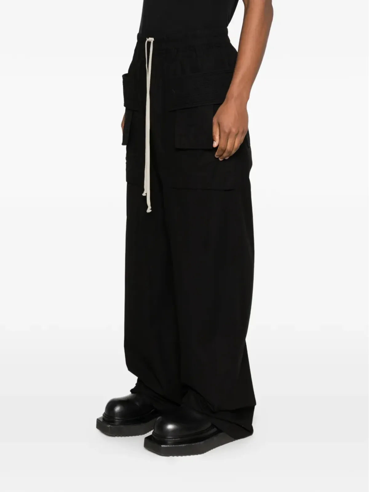 Rick Owens DRKSHDW ドローストリングコットンパンツ - ブラック - 画像3