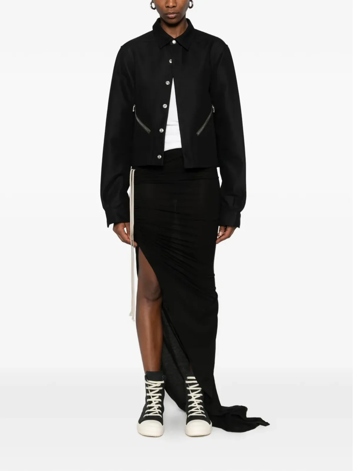 Rick Owens DRKSHDW エドフ ドローストリング・スリット・スカート - 画像2