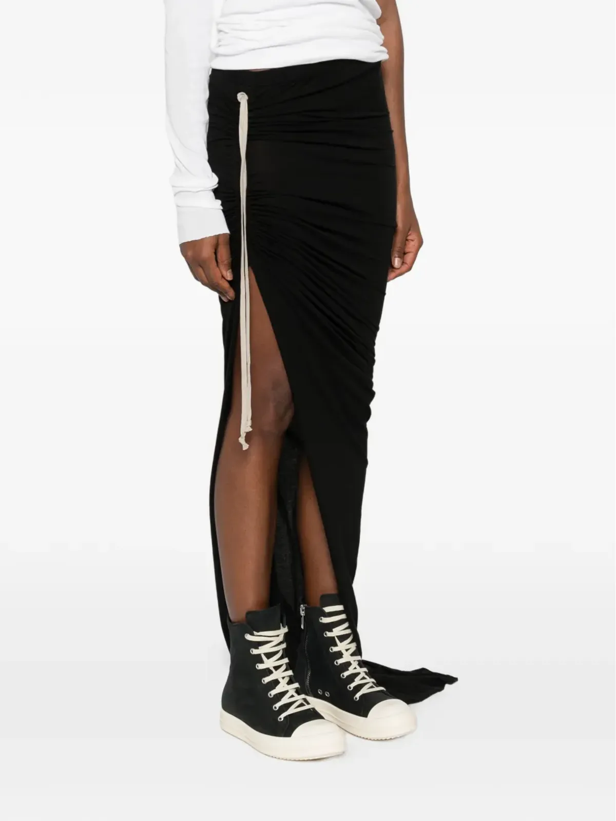 Rick Owens DRKSHDW エドフ ドローストリング・スリット・スカート - 画像3