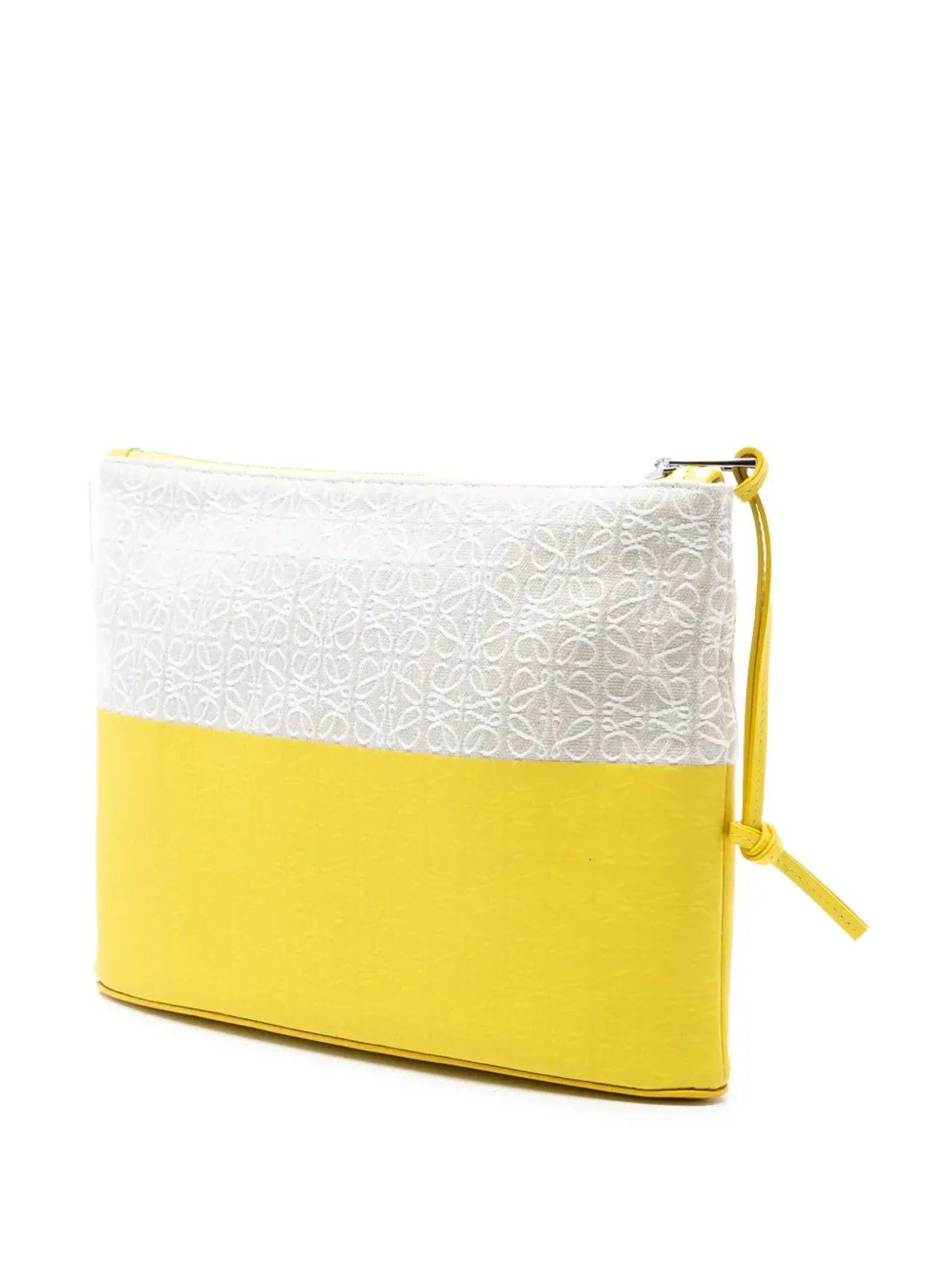 Loewe Pre-Owned リピート・アナグラム ジャカード×レザー オブロングポーチ クラッチバッグ - イエロー - 画像3
