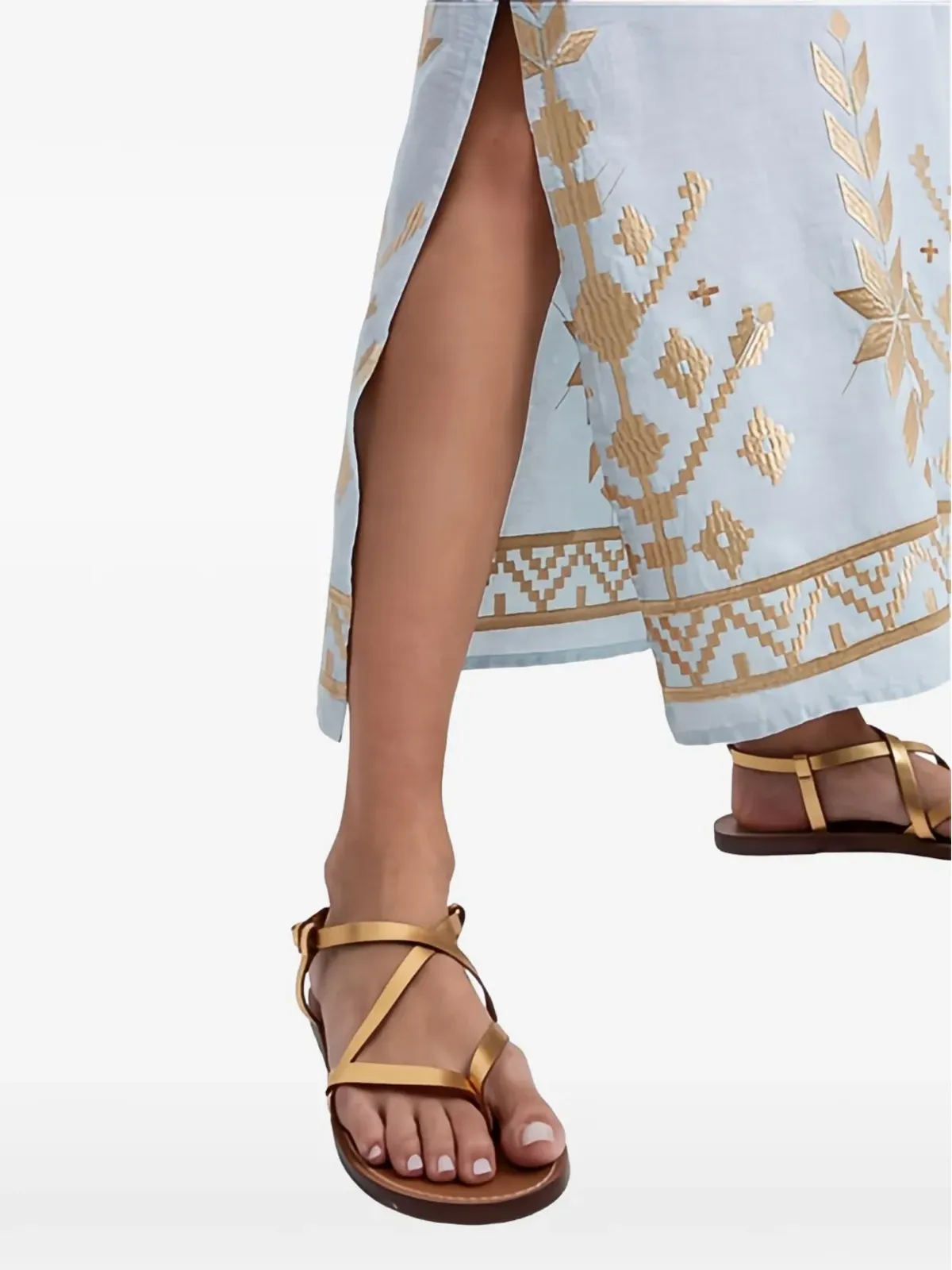 GREEK ARCHAIC KORI 細ストラップのバックギャザー マキシドレス - 画像3
