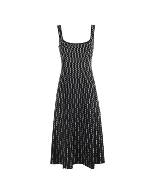 STAUD Ellison square-neck knitted midi dress - Black - サムネイル1
