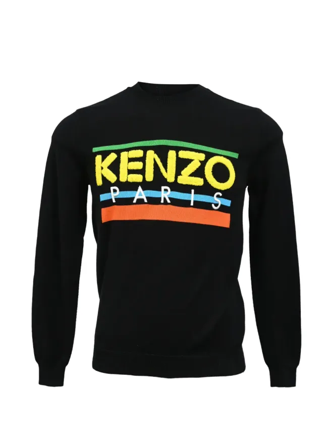 Kenzo Pre-Owned Kenzo ビンテージ ロゴインターシャセーター - ブラックの商品画像