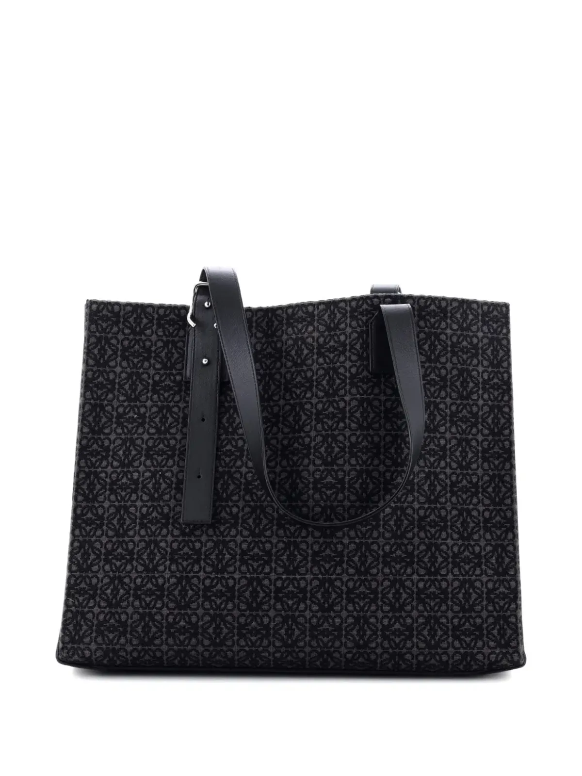 Loewe ビンテージ バックルハンドル アナグラム ジャカード ホリゾンタルトートバッグ - ブラック - 画像2