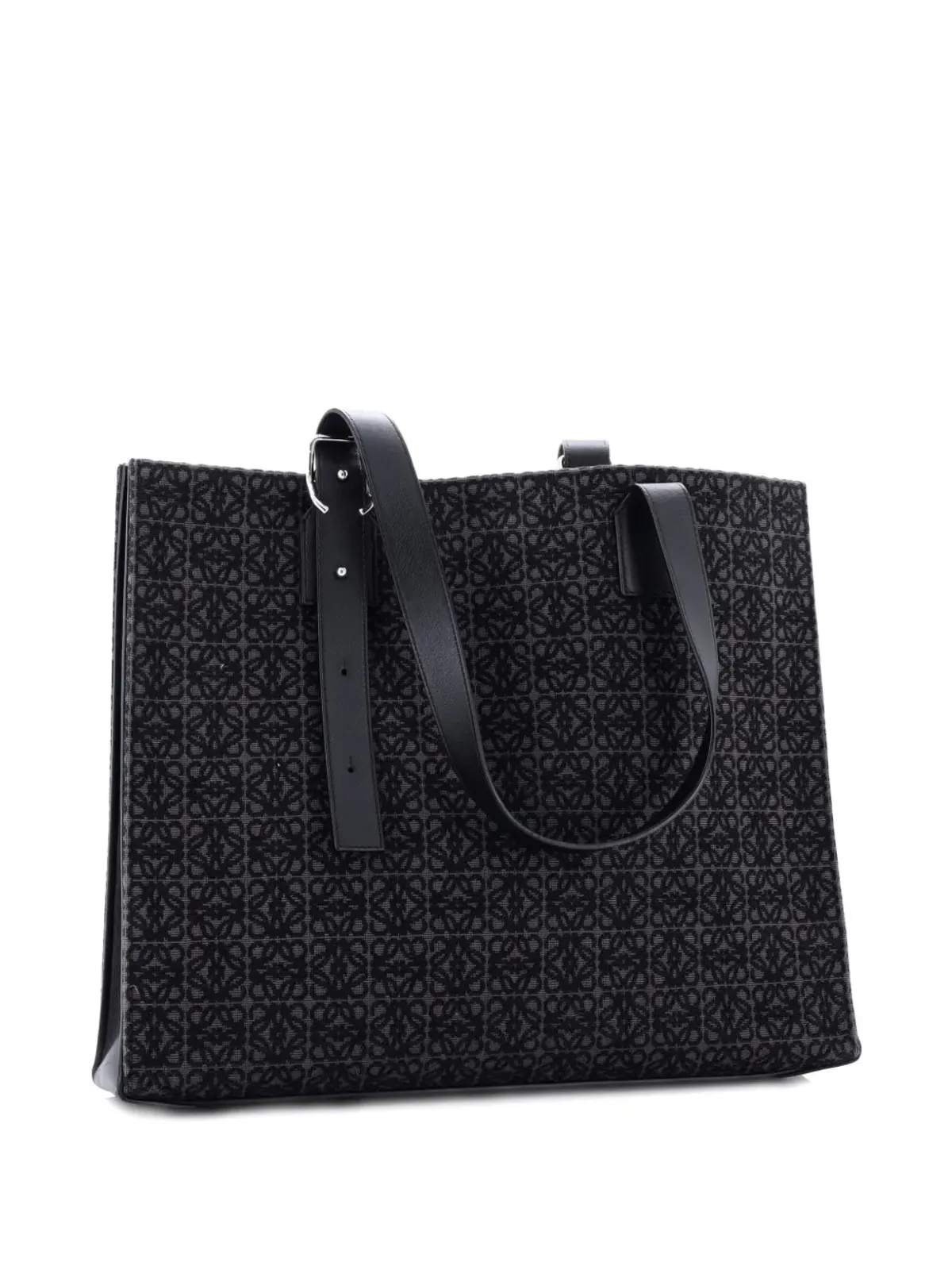 Loewe ビンテージ バックルハンドル アナグラム ジャカード ホリゾンタルトートバッグ - ブラック - 画像3