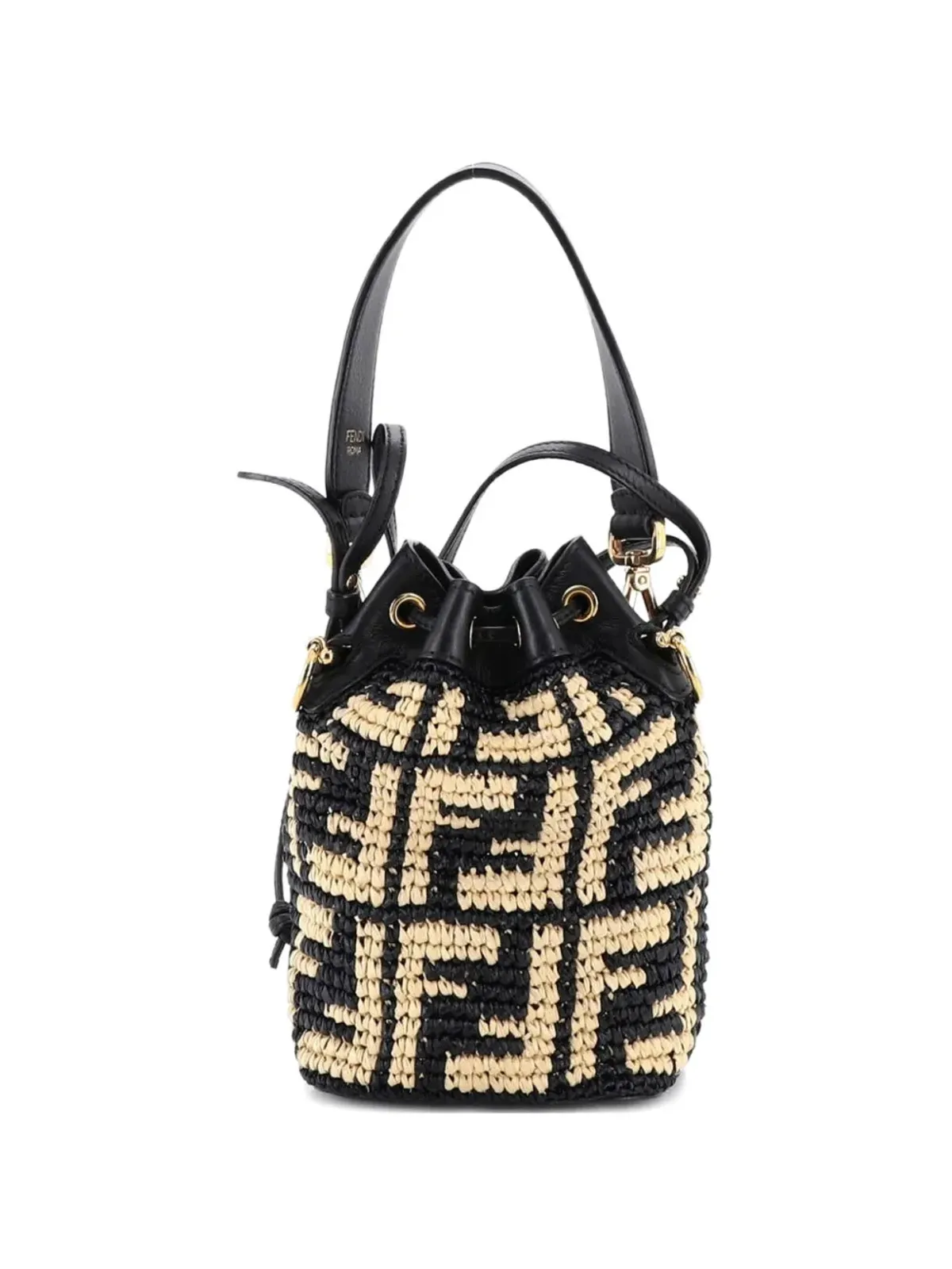 Fendi Pre-Owned モン・トレゾール ズッカ ラフィア バケットバッグ - 画像2