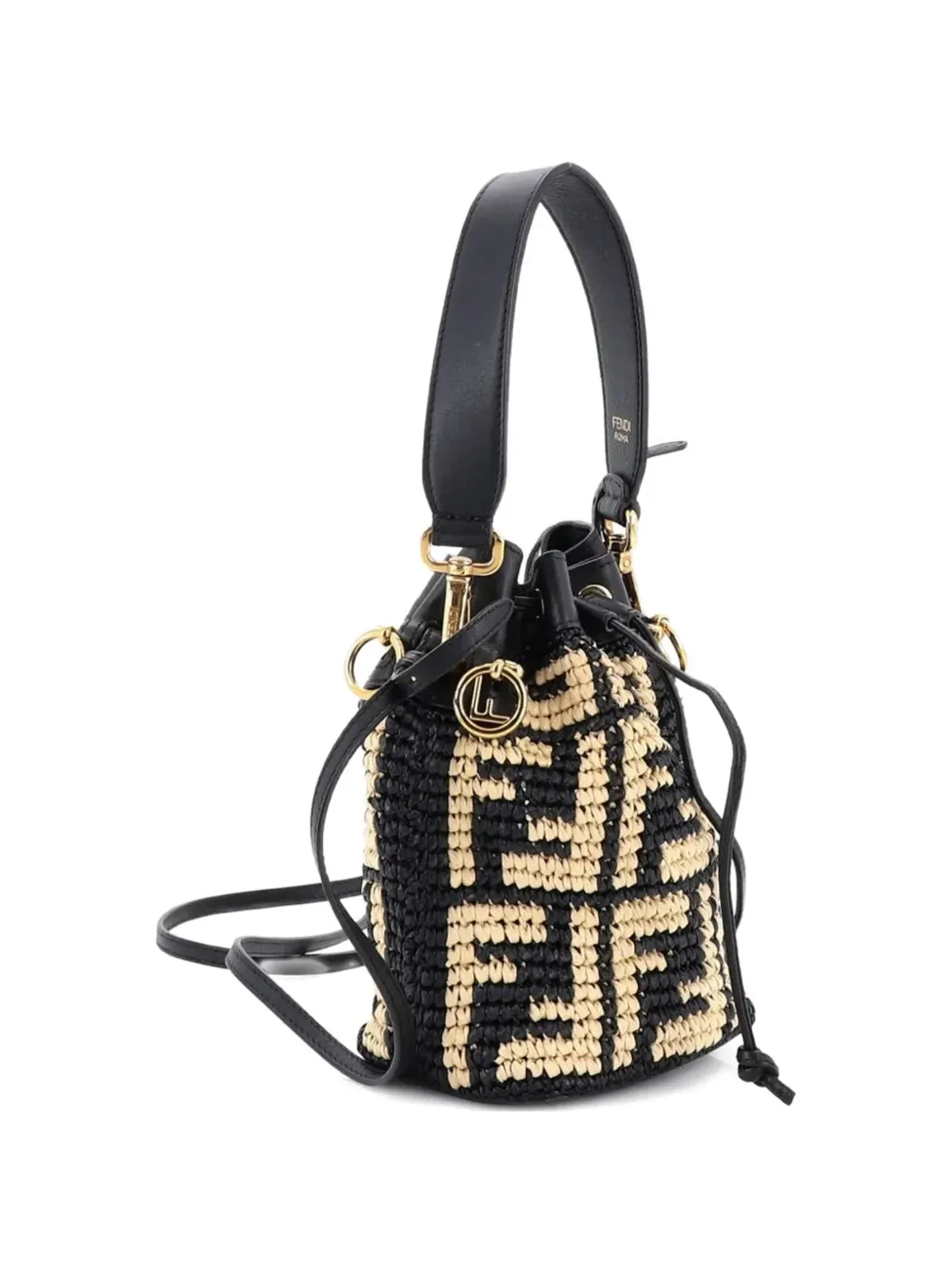 Fendi Pre-Owned モン・トレゾール ズッカ ラフィア バケットバッグ - 画像3