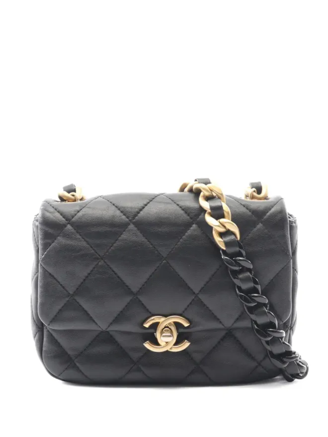 CHANEL Pre-Owned CHANEL Pre-Owned ミニキルテッドラムスキン キャンディーチェーン フラップバッグ クロスボディ - ブラックの商品画像