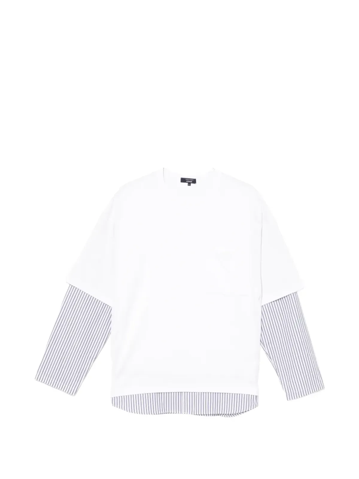 Comme des Garçons Homme striped-sleeve T-shirt - White - 画像1