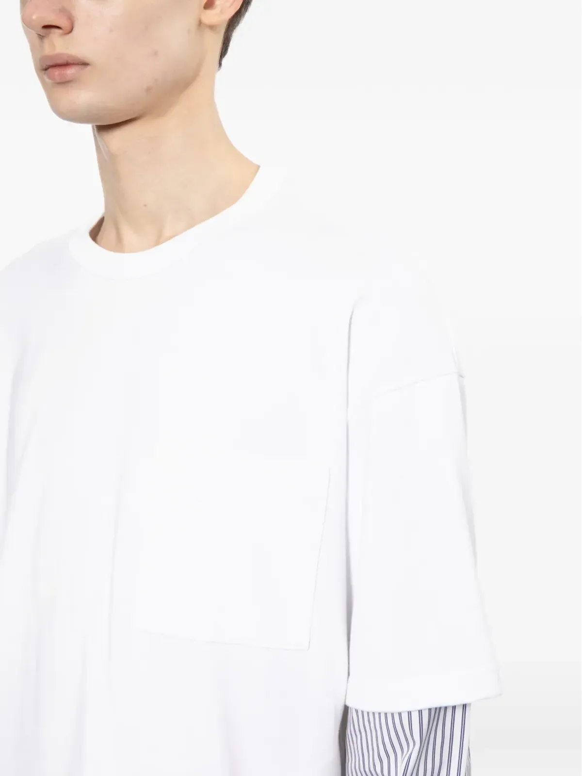 Comme des Garçons Homme striped-sleeve T-shirt - White - 画像5