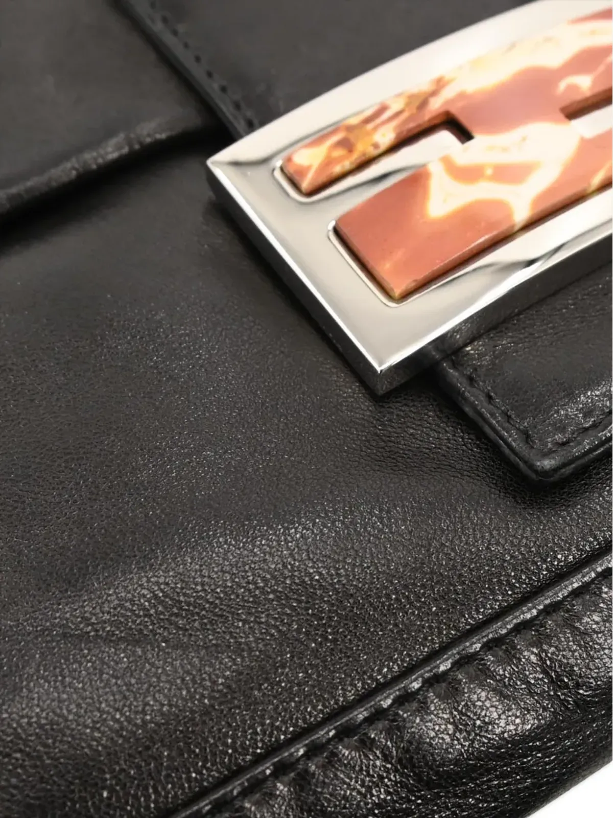 Fendi Pre-Owned 2000 バゲット レザー ハンドバッグ ブラック - 画像5