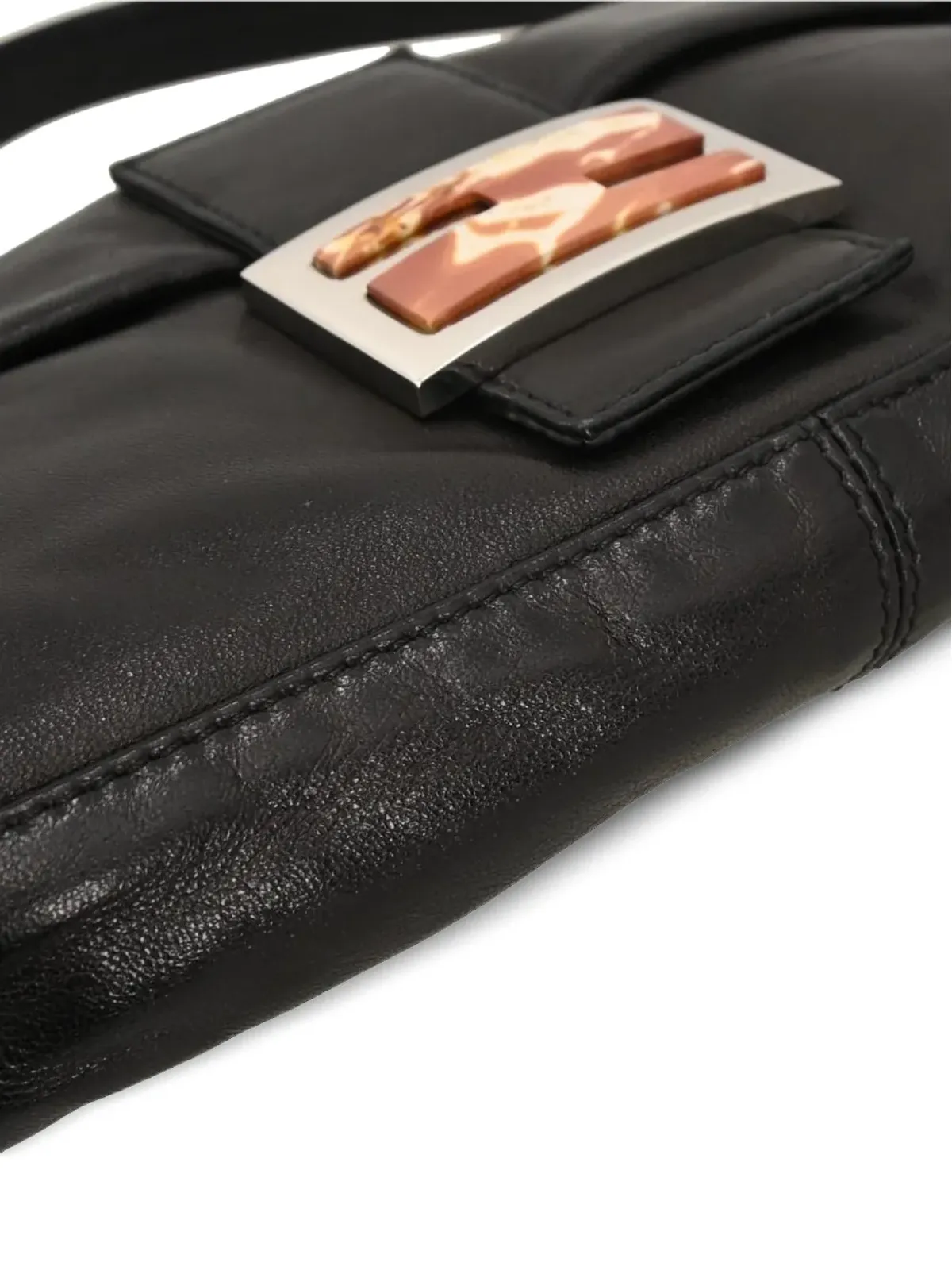 Fendi Pre-Owned 2000 バゲット レザー ハンドバッグ ブラック - 画像3