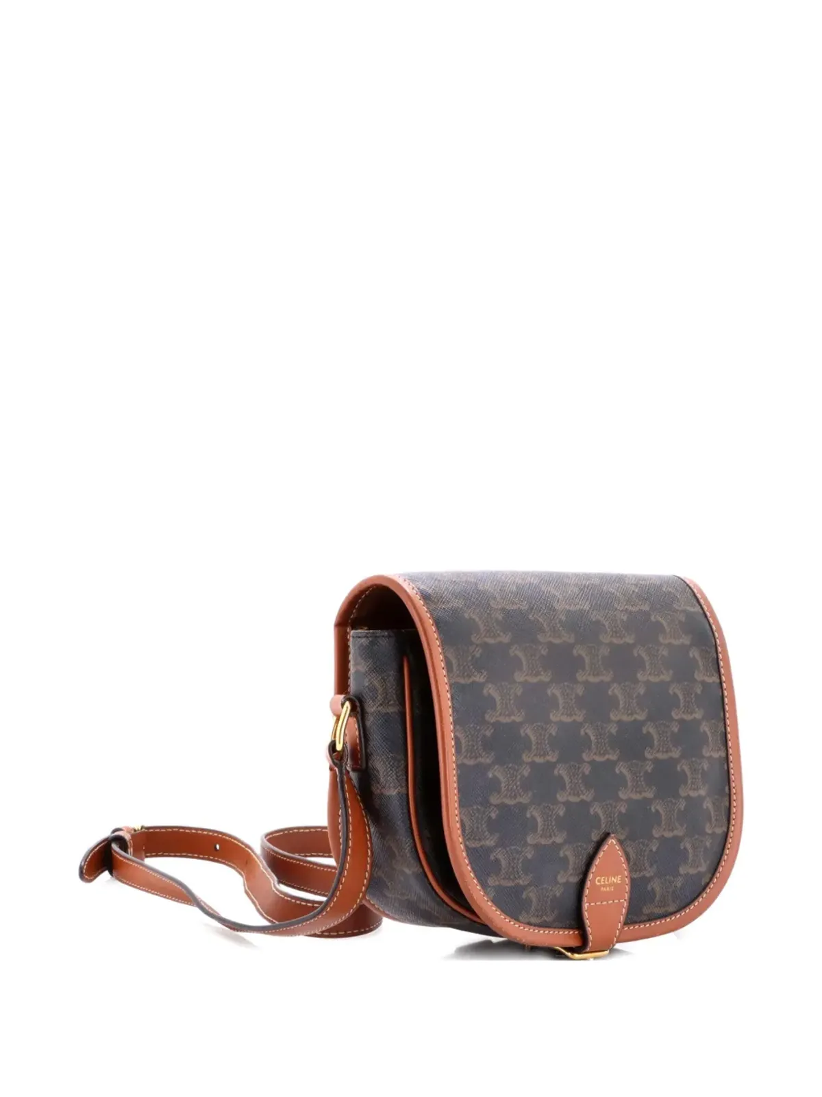 Celine Pre-Owned フォルコ バッグ トリオンプ コーテッドキャンバス クロスボディバッグ ブラウン - 画像3