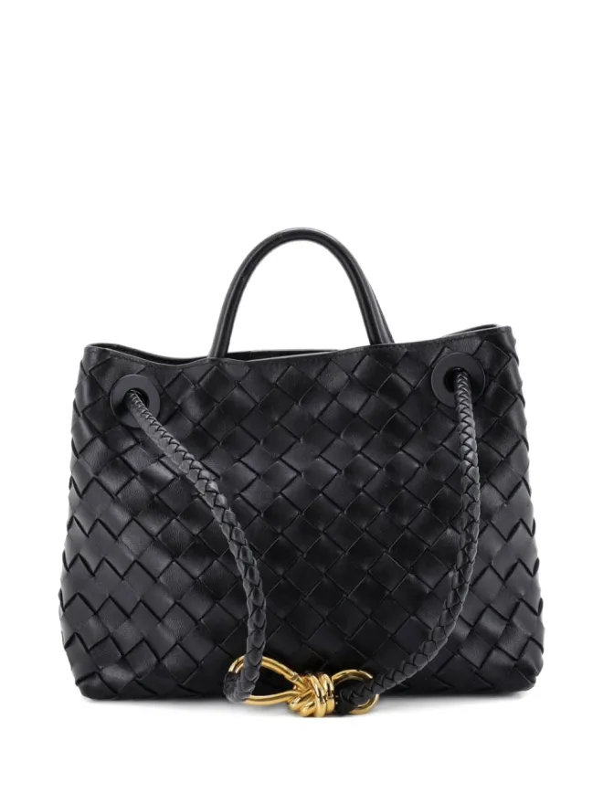 Bottega Veneta Pre-Owned Bottega Veneta Pre-Owned Andiamo トップハンドルバッグ イントレッチャート ナッパ 小型サッチェル - ブラックの商品画像