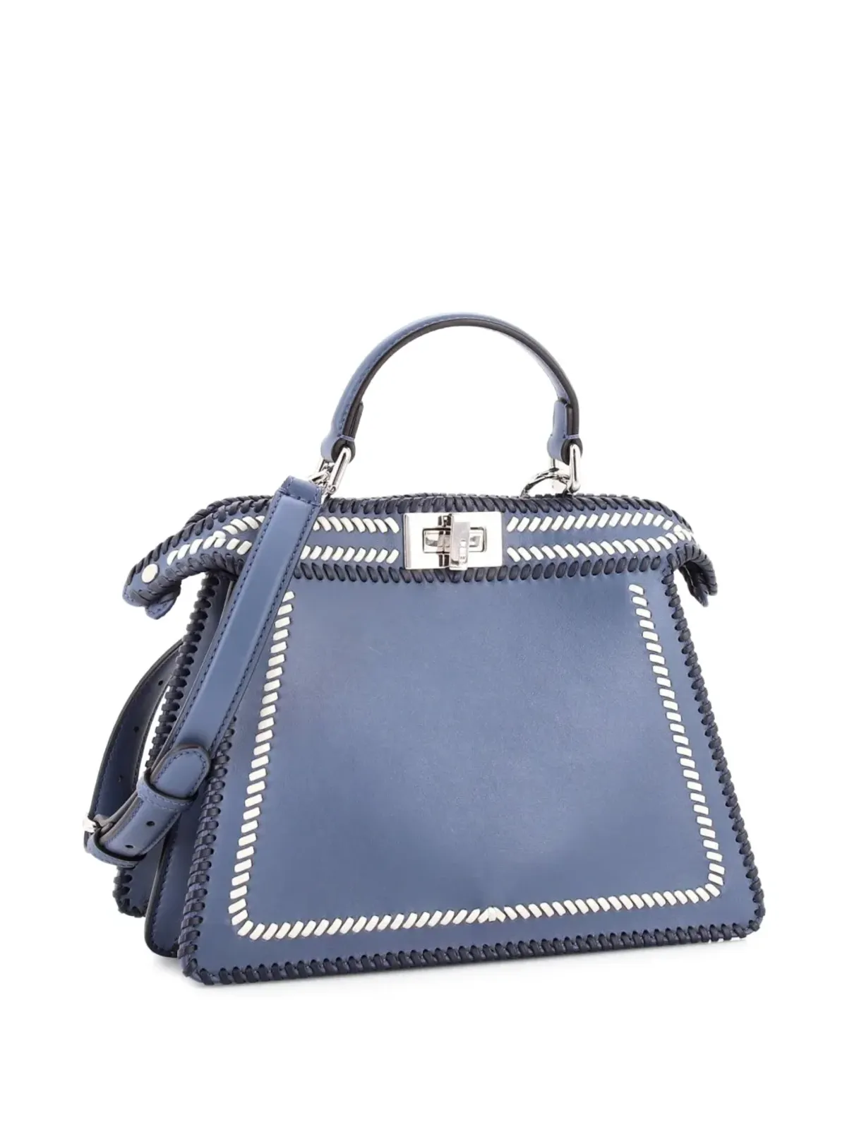 Fendi ビンテージ ピークアブー ISeeU バッグ ウィップスティッチ レザー 小型 サッチェル - ブルー - 画像3