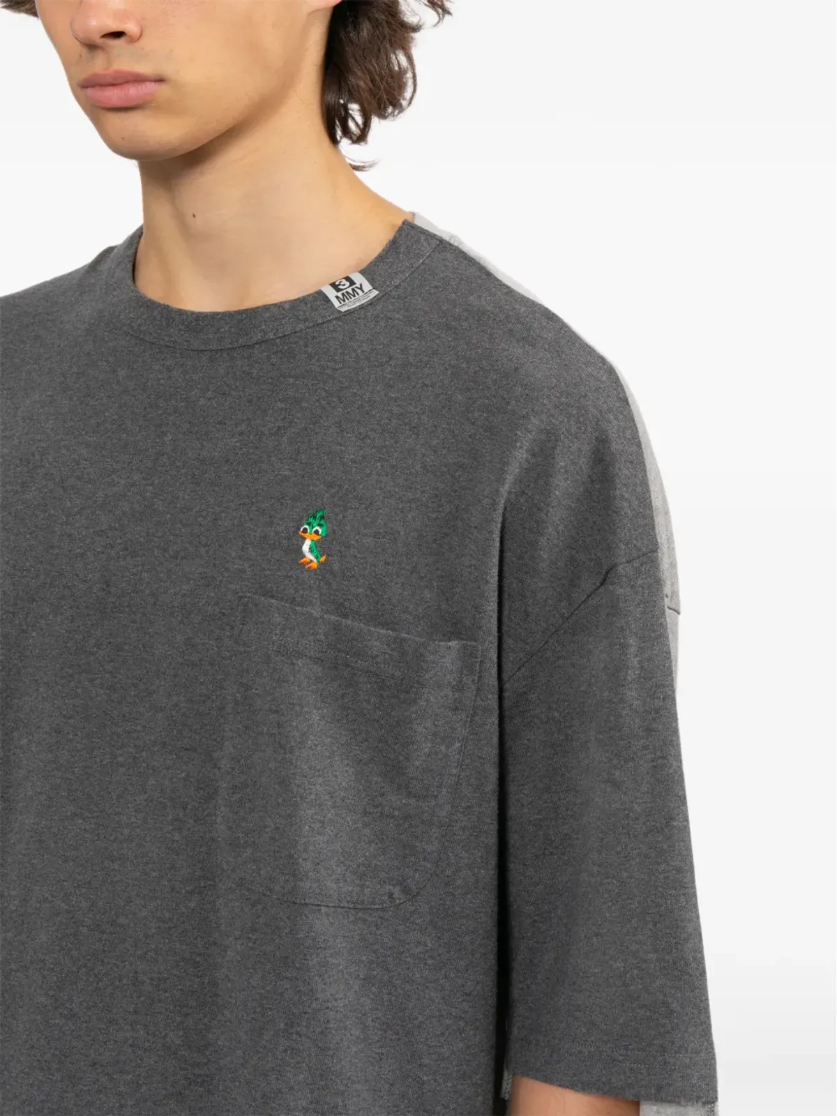 Maison MIHARA YASUHIRO ロゴ刺繍入りツートーンTシャツ - 画像5