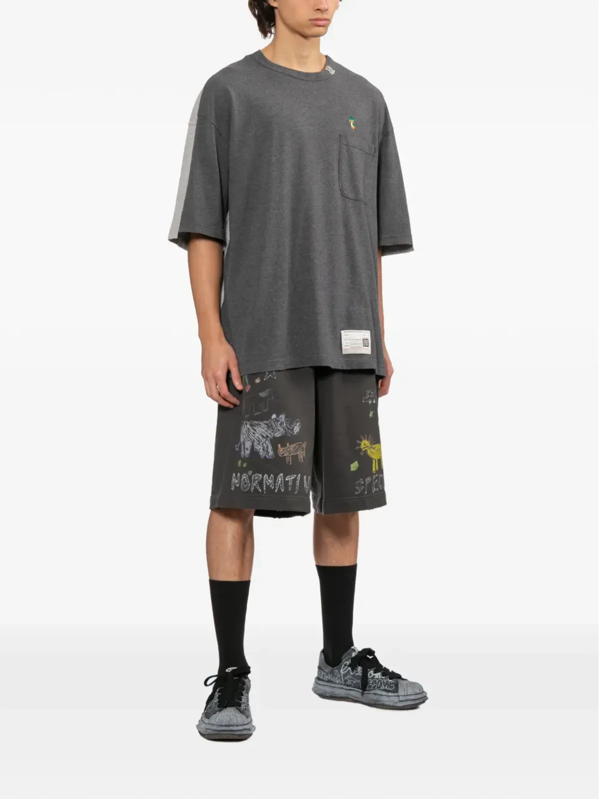 Maison MIHARA YASUHIRO ロゴ刺繍入りツートーンTシャツ - 画像2