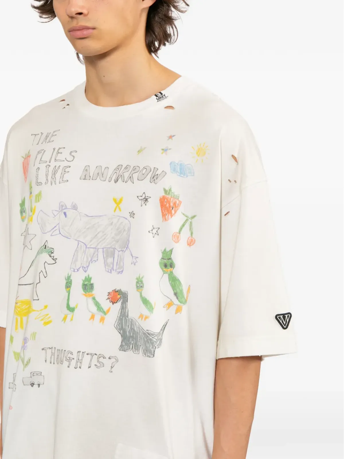 Maison MIHARA YASUHIRO ダメージ加工グラフィックTシャツ - 画像5