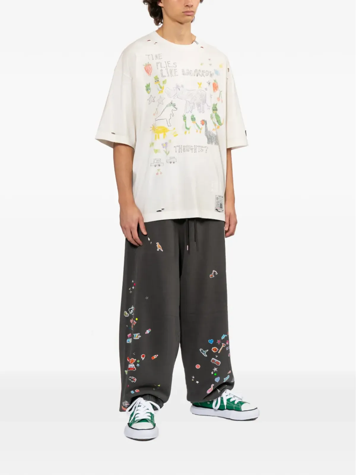 Maison MIHARA YASUHIRO ダメージ加工グラフィックTシャツ - 画像2