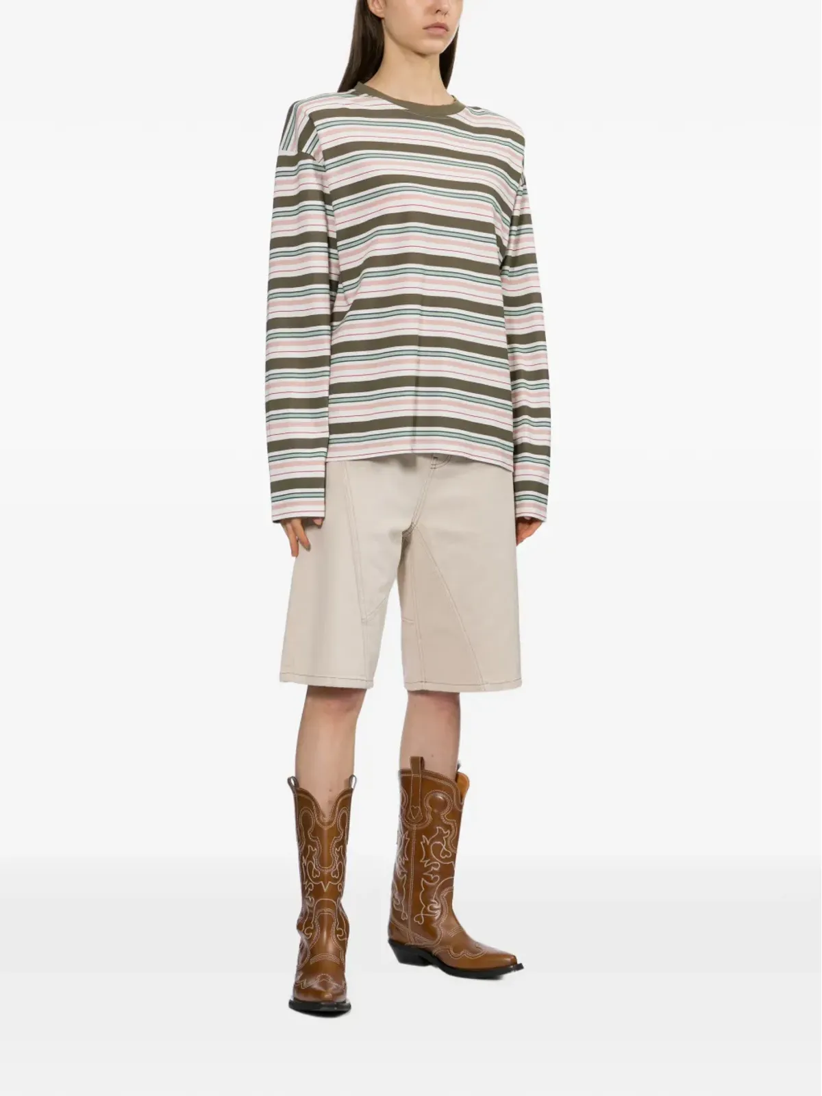 Halfboy ストライプ柄長袖Tシャツ - 画像2