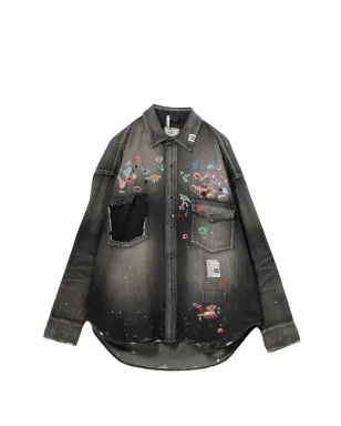 Maison MIHARA YASUHIRO 色褪せたグラフィックプリントシャツ グレー - サムネイル1