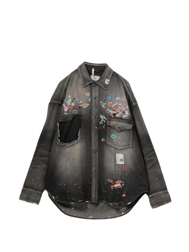 Maison MIHARA YASUHIRO Maison MIHARA YASUHIRO 色褪せたグラフィックプリントシャツ グレーの商品画像