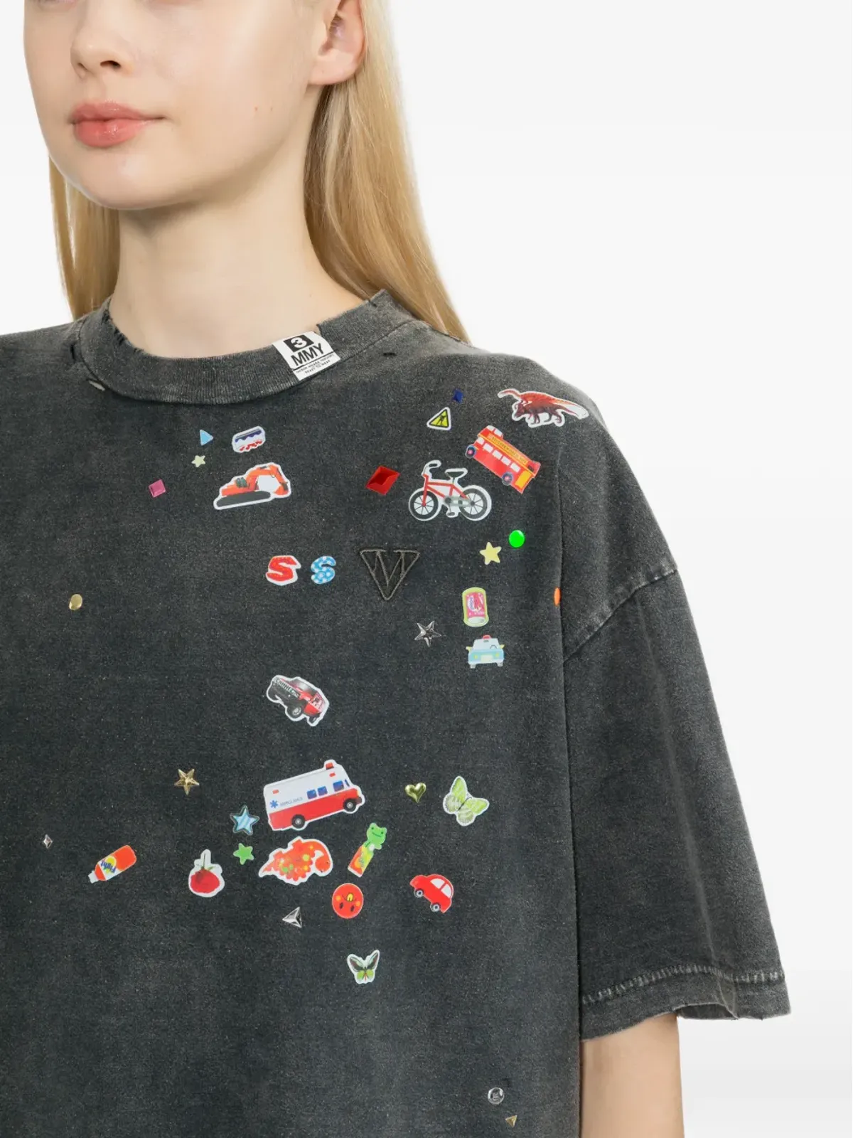 Maison MIHARA YASUHIRO キッズ ステッカー ディストレス加工 装飾 Tシャツ - 画像5