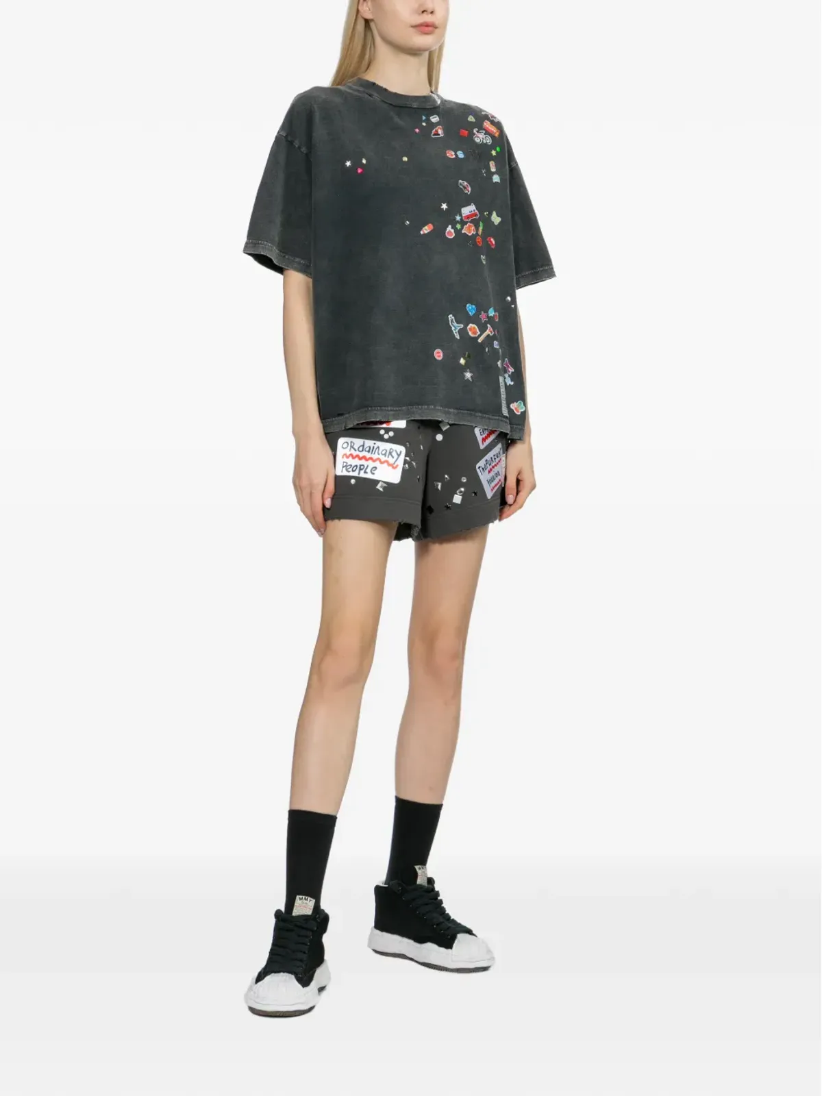 Maison MIHARA YASUHIRO キッズ ステッカー ディストレス加工 装飾 Tシャツ - 画像2