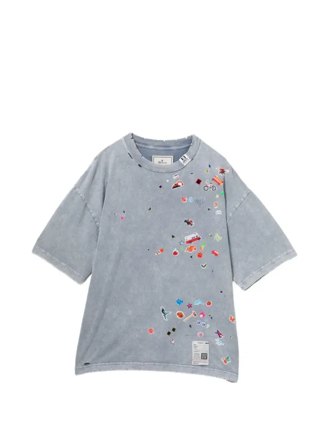 Maison MIHARA YASUHIRO Maison MIHARA YASUHIRO キッド・ステッカープリント ブリーチ加工Tシャツの商品画像