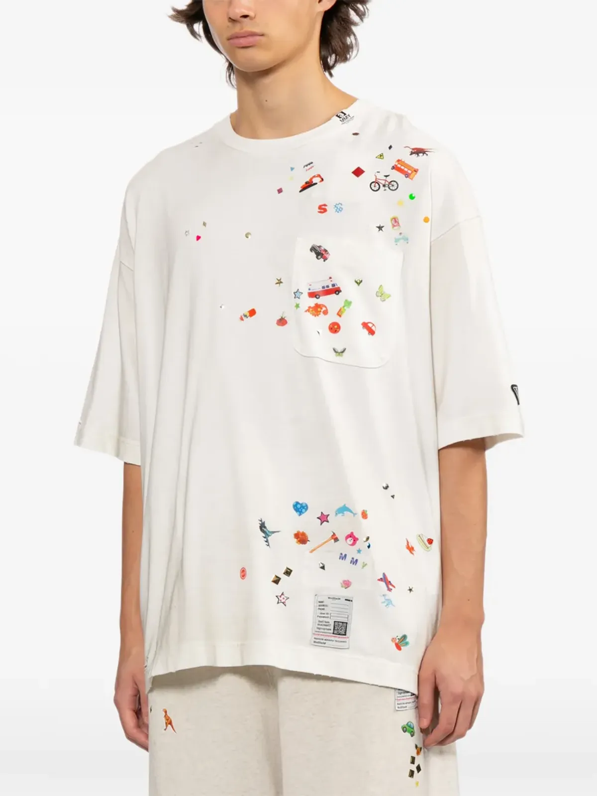 Maison MIHARA YASUHIRO グラフィックプリント装飾Tシャツ - 画像3