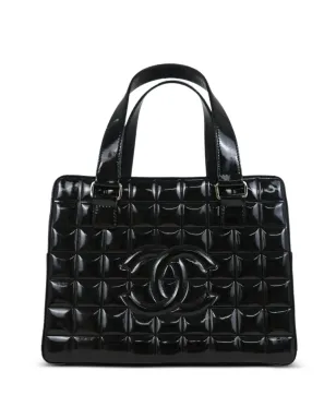 CHANEL Vintage 2002 チョコバー レザー トートバッグ - ブラック - サムネイル1