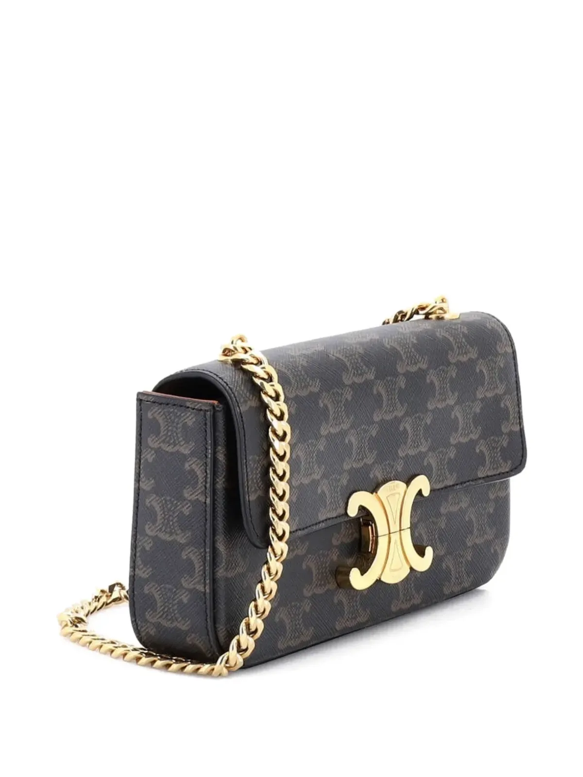 Celine ビンテージ Triomphe Chain Triomphe コーテッドキャンバス 小型ショルダーバッグ - ブラウン - 画像3