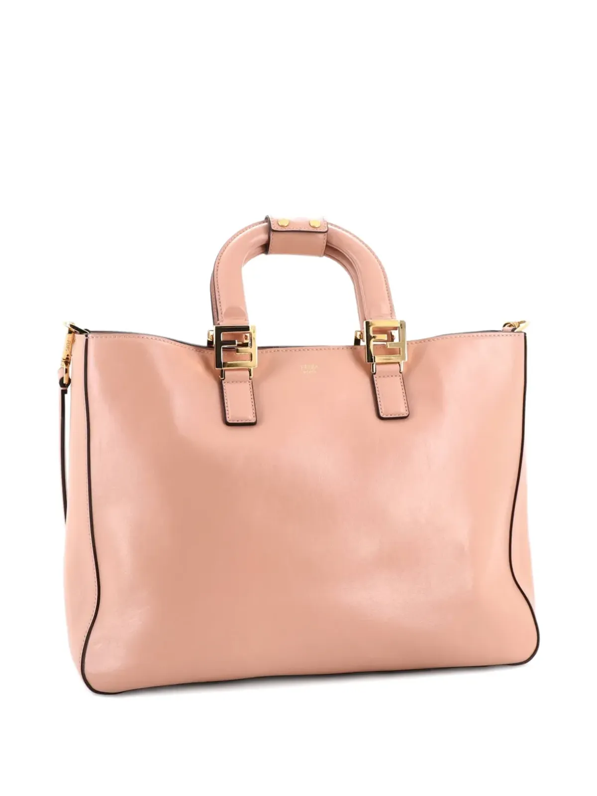 Fendi Pre-Owned FFハンドル レザー ミディアム トートバッグ ピンク - 画像3