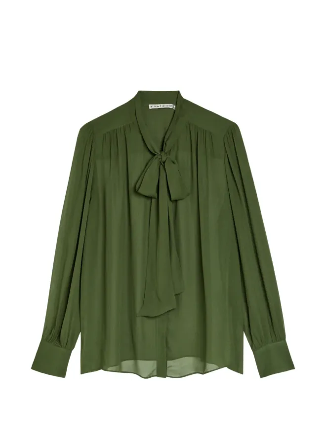 Alice + Olivia alice + olivia Thayer タイネック ロングスリーブ トップ - グリーンの商品画像