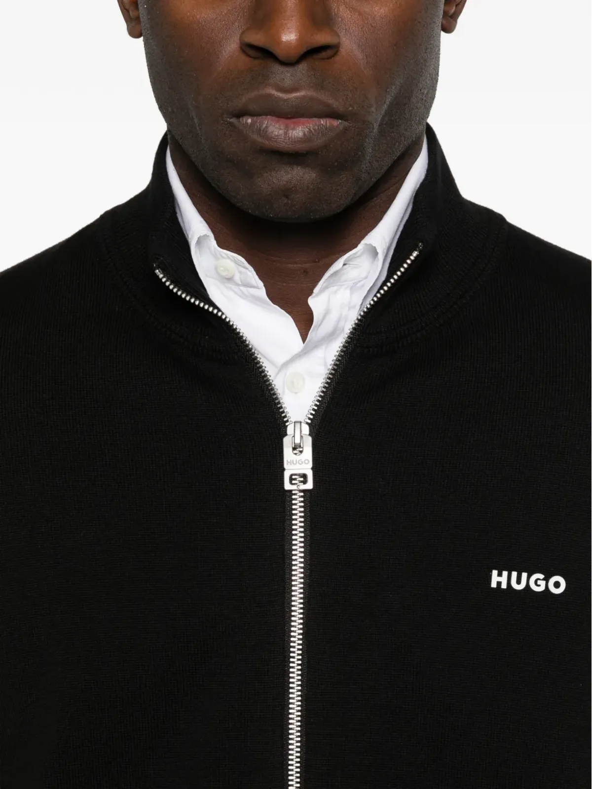 HUGO ジップ付きモックネック カーディガン - 画像5