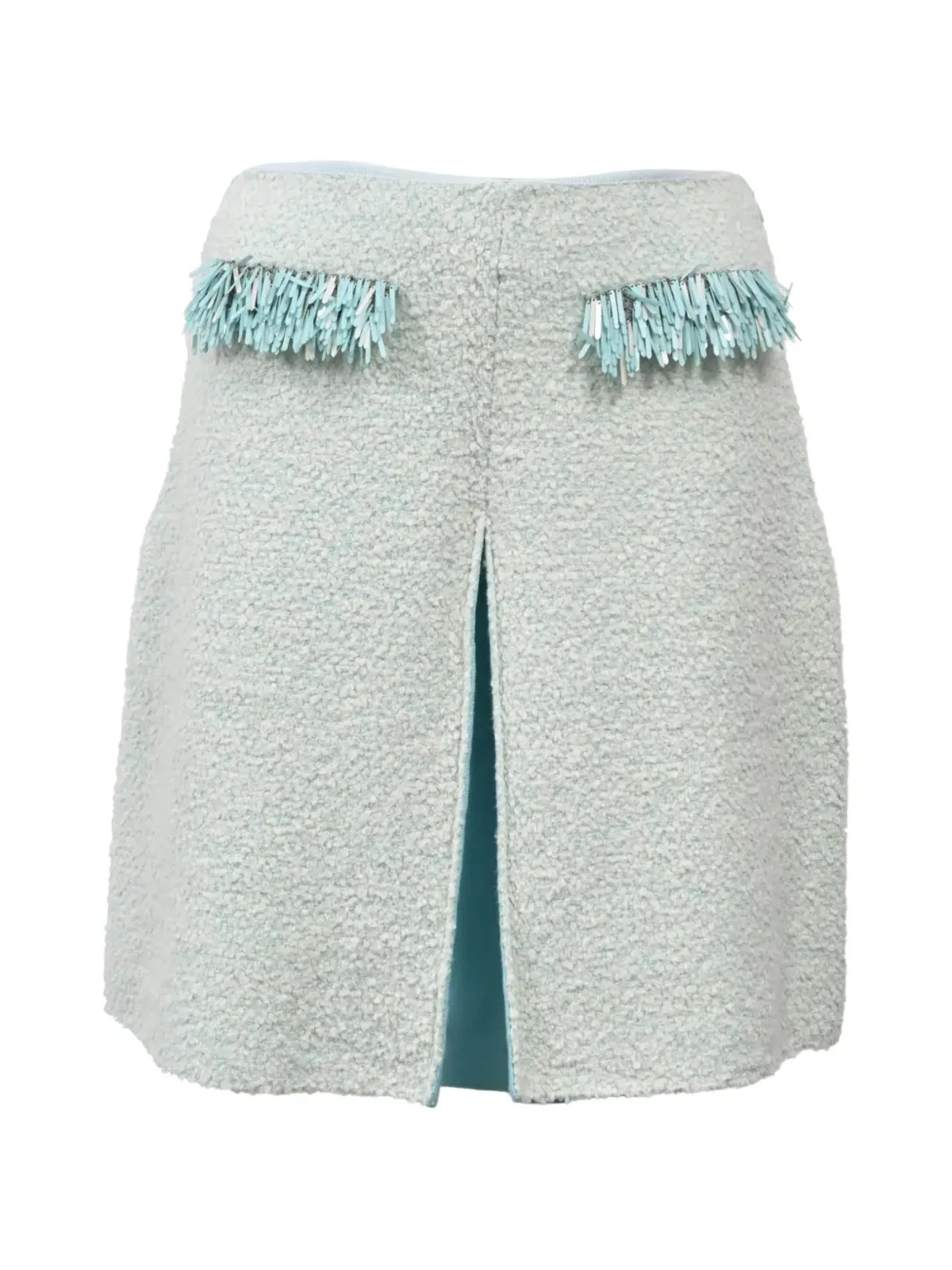 Lanvin Pre-Owned fringed-trim mini skirt - Blue - 画像1